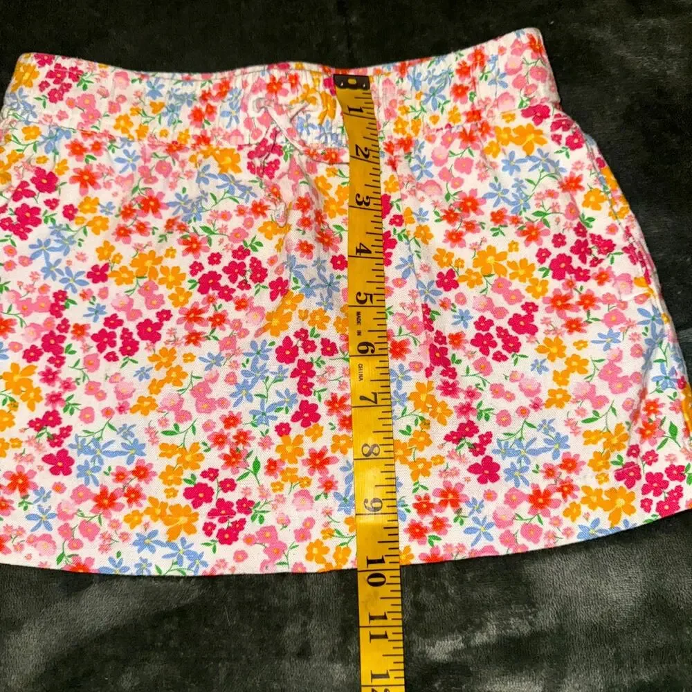 Old Navy Linen-Blend Drawstring Skirt Girls S 6-7 Ditsy Floral Elasticized Waist